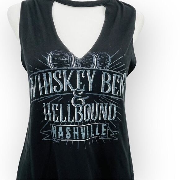 Bella Canvas Flowy Collection Graphic Tank Nashville Whiskey Bent in Black Sz. S - Picture 3 of 6